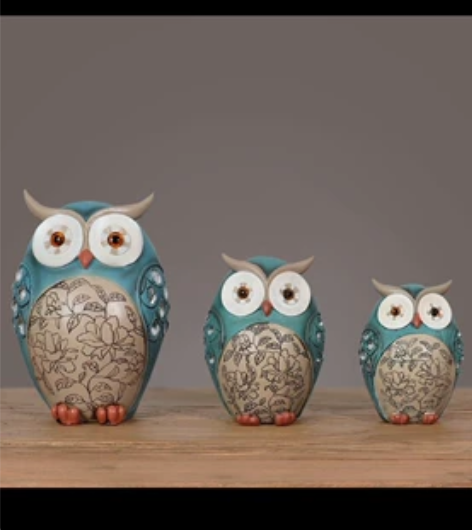 美式复古 怀旧猫头鹰装饰摆件 可爱萌宠现代...