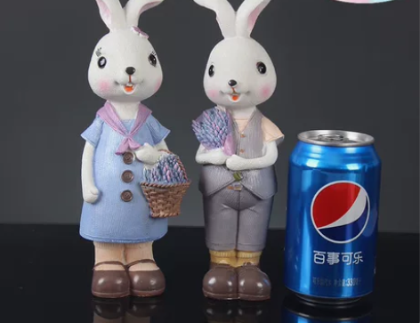兔年摆件唯美卡通萌萌兔情侣摆件创意手工彩绘...