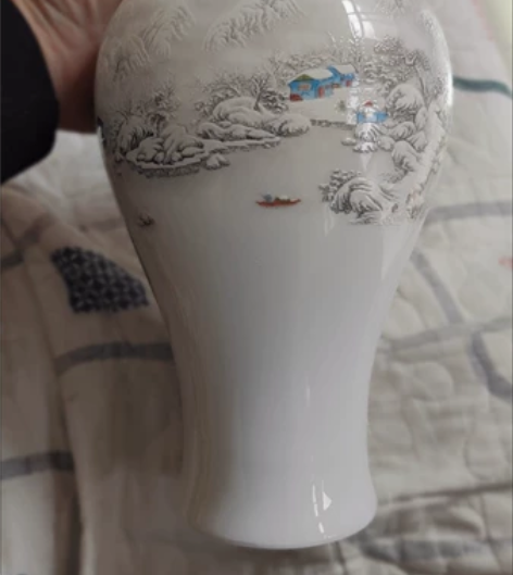 低价包邮）景德镇陶瓷雪景鱼尾瓶摆件挂盘工艺...
