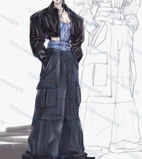 服装插画 时装效果图 服设 线稿 排版 秀...