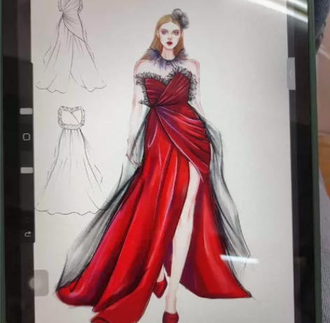 代画服装效果图款式图服装设计作业#服装模特...