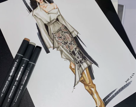 代画手绘服装效果图马克笔 约稿 服装设计 ...