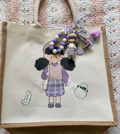 手绘爆米花妹妹包包包挂 感兴趣的话点“我想...