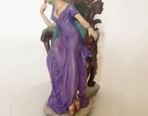 vintage重工涂装手绘飞来波女孩法式摩...