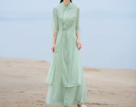 服装女装 新中式套装旗袍裙改良汉服连衣裙中...