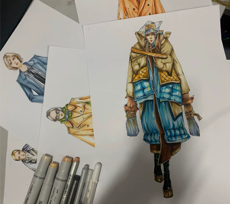 手绘服装效果图 款式图手绘！马克笔手绘 可...