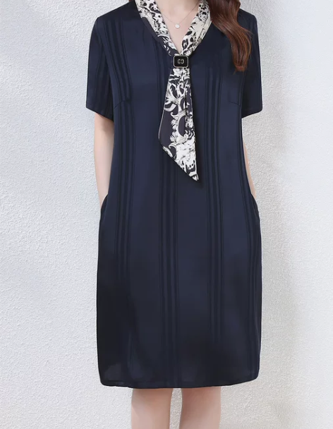 缎面夏天新款夏季甘甘的中长款女宽松法式裙子...