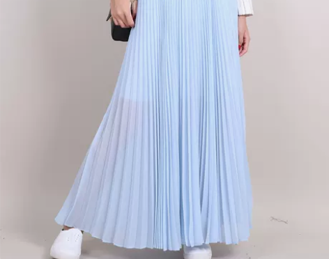 360度超大摆春夏新款百褶裙女高腰雪纺半身...