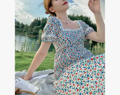 马西西碎花连衣裙…穿过一次，冬天瘦了，穿不...