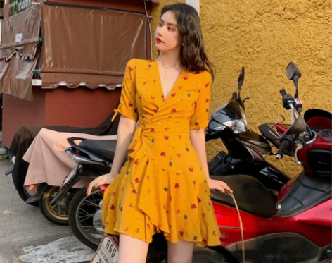 厌世风法式初恋森系甜美收腰小个子egg桔梗...