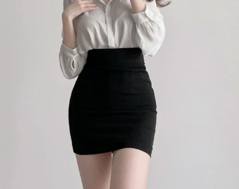 黑色ol职业一步裙短款半身裙女2022高腰...