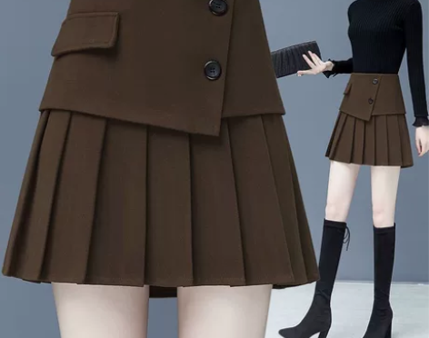 全新  毛呢百褶半身裙   面料厚实垂感很...