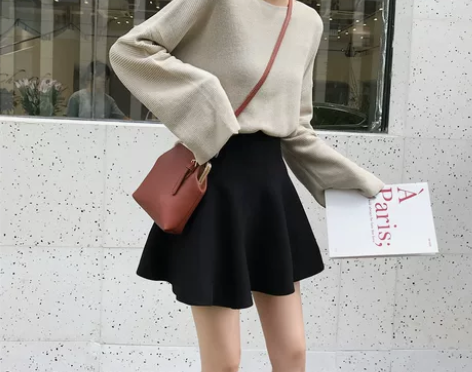 短裙秋冬女半身裙半黑色打底针织蓬蓬百褶裙高...