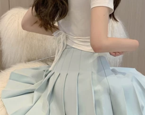 A字半身裙夏季薄款学院风小个子裙子女甜美减...