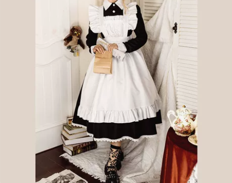 猫老师正统欧版女仆装大码长款男穿女装大佬黑...