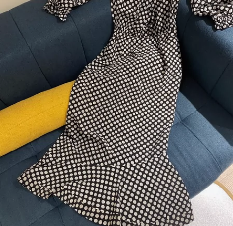 内外全重磅真丝波点复古礼服裙，战袍！鱼尾裙...