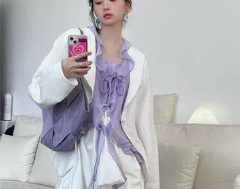 花苞白色半身裙 设计感小众高腰显瘦a字裙 ...