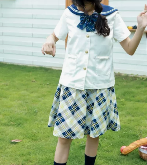 【出】花苞边 松紧格纹半身裙 颜色：图色 ...