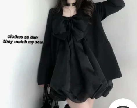 花苞裙黑色纱裙优雅蝴蝶结吊带法式甜美蓬蓬裙...