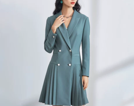 160m码 95新 粉蓝衣橱学院风西装连衣...