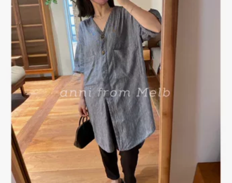 ?anni限量进口纯亚麻超细蓝色色织条纹V...