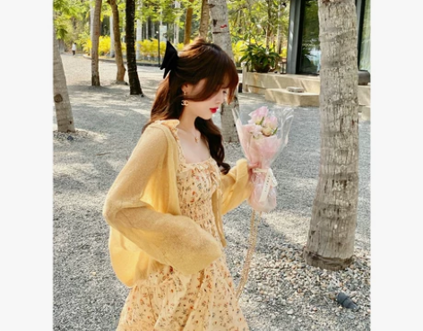 GA春季2023早春新款茶歇法式初春碎花吊...