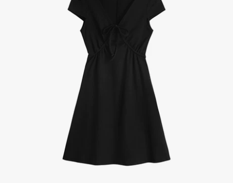 张大奕 性感泫雅风V领显胸短袖a字连衣裙 ...