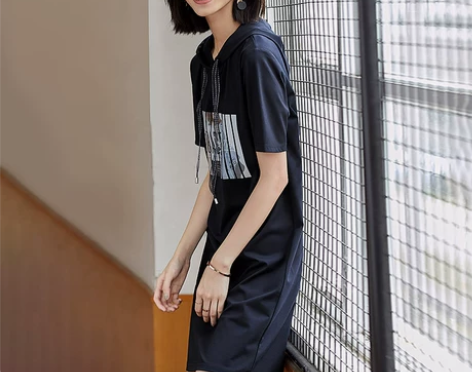 梵希蔓卫衣连衣裙女夏季新款流行裙子中长款休...