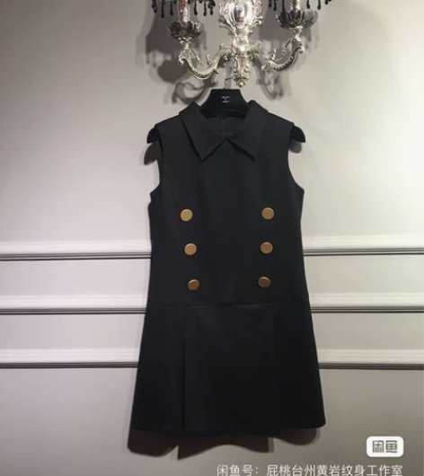 ac高级定制双排扣军旅风爱国小黑裙质量超级...