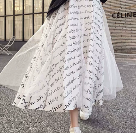 NANASTORE夏季新款字母印花纱裙女款...