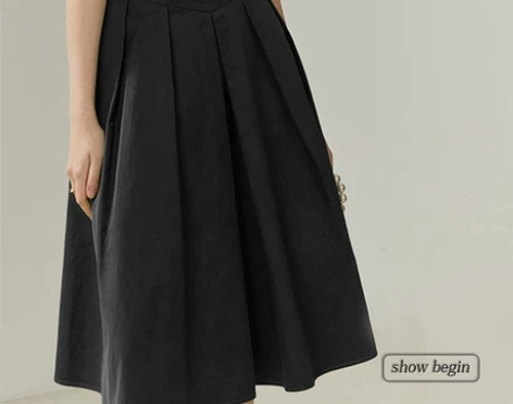 卡其色高腰遮胯半身裙女百褶显瘦中长裙202...
