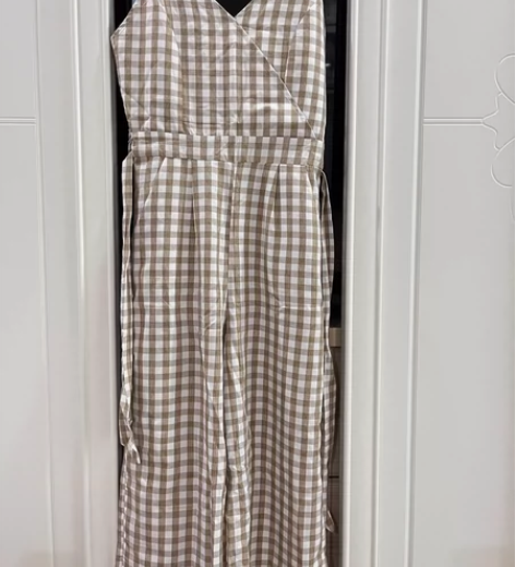 韩版显瘦格子连体九分裤 XS码 穿过2次左...