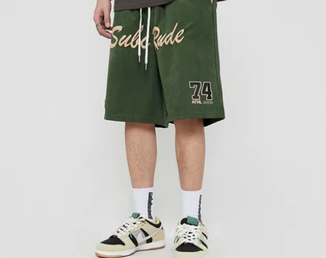 潮牌欧美高街字母发泡直筒阔腿短裤男夏季ov...