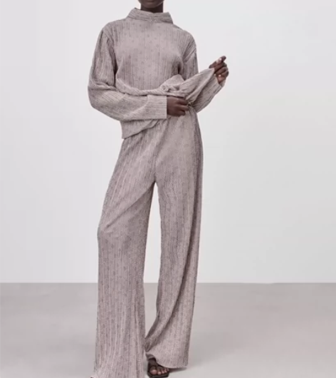 zara褶皱阔腿裤仅试穿s码 裤长110 ...