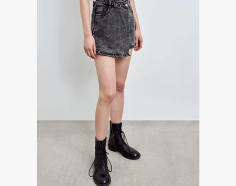 UR新品青春女装ins休闲chic斜边牛仔...