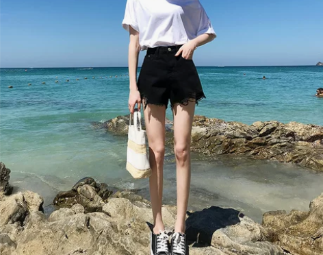 牛仔短裤女2021年新款黑色夏季薄款高腰a...