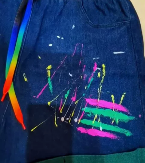 MGG潮牌重工彩绘牛仔短裤 一件包邮偏远地...