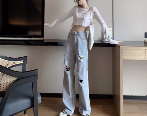 春夏2020新款破洞乞丐裤韩版高腰牛仔裤女...