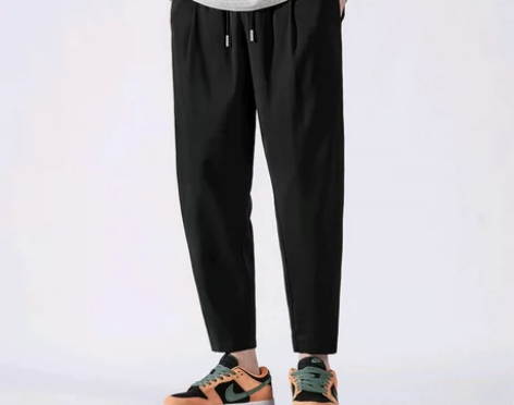 春夏季垂感九分裤子男生冰丝薄款休闲宽松西装...