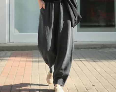 清仓处理全新纯棉大码休闲裤女宽松百搭香蕉裤...