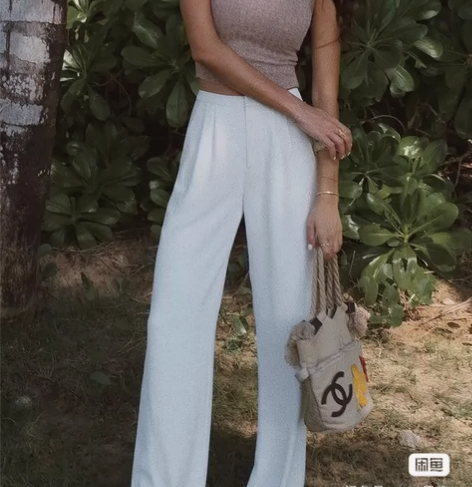 ITSNIKAR空气感高腰宽松直筒休闲裤气...