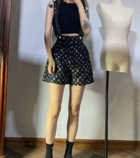 中古古着 vintage 经典彩色背带高腰...