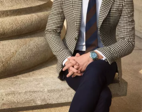 鹿三先生男士秋冬复古千鸟格小西装英伦绅士休...