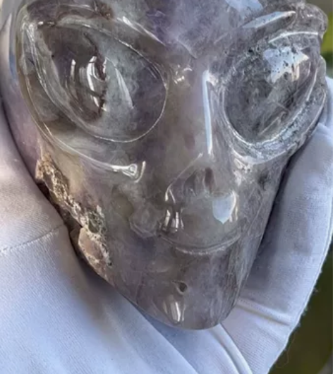 一物一图：天然梦幻紫水晶头骨外星人头骨雕件...