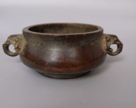 农村收到的象鼻耳香炉，纯铜香炉铜器香薰炉摆...