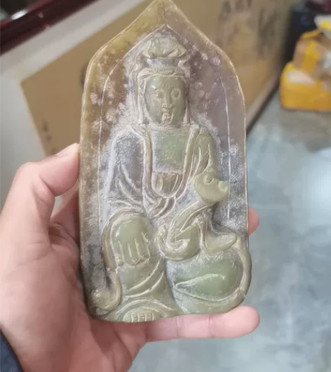 玉雕观世音摆件 甘肃地方玉,民国工艺,结缘...