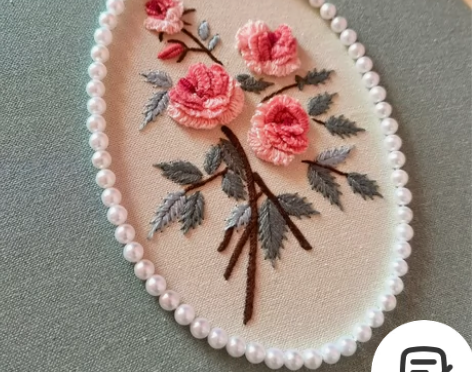 手工立体刺绣——玫瑰（成品） 带画框 居家...