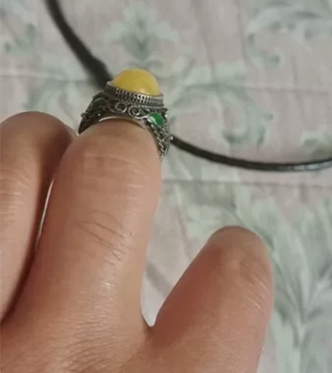 景泰蓝珐琅掐丝戒指蜜蜡戒指,古典富贵大气,...