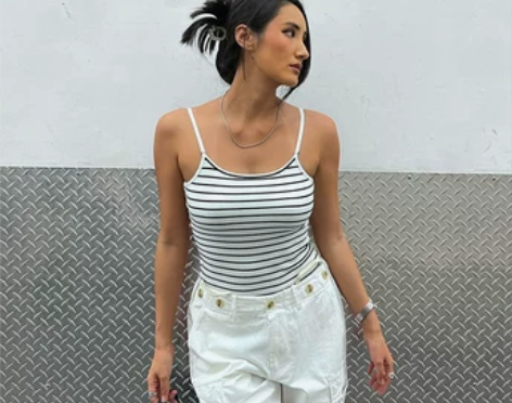 WELLBOUTIQUE条纹连体衣夏装女2...