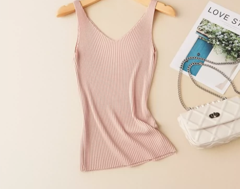 「全新」均码dme德玛纳高弹V领窄肩修身打...